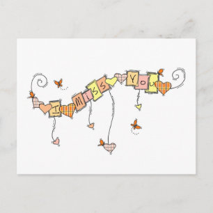 Pset Hearts en Butterflies ik mis jullie leraren Briefkaart