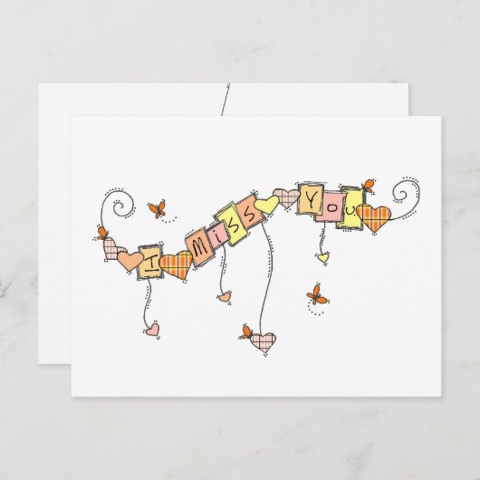 Pset Hearts en Butterflies ik mis jullie leraren Briefkaart (Voorkant / Achterkant)