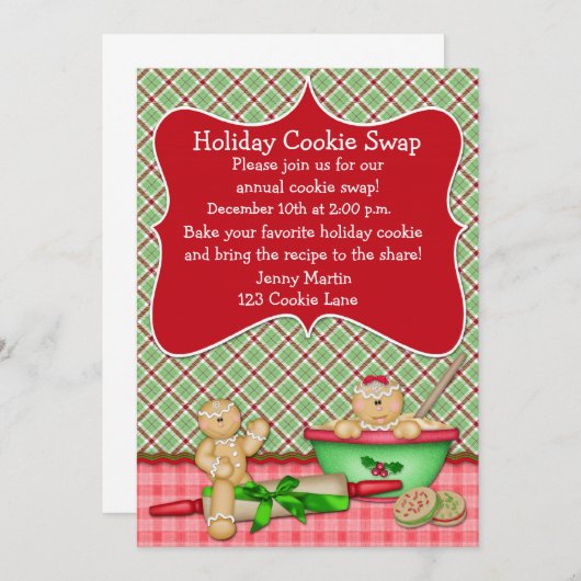Pset Holiday Cookie Swap Uitnodiging (Voorkant / Achterkant)
