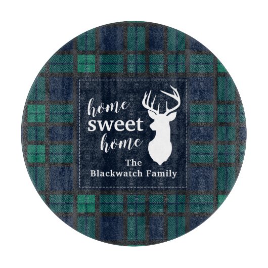 Pset Holiday Tartan Clan Blackwatch, gepersonalise Snijplank (Voorkant)