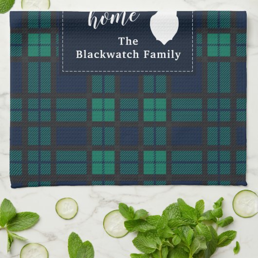 Pset Holiday Tartan Clan Blackwatch, gepersonalise Theedoek (Gevouwen)