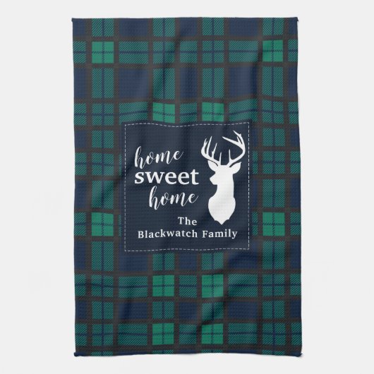 Pset Holiday Tartan Clan Blackwatch, gepersonalise Theedoek (Verticaal)