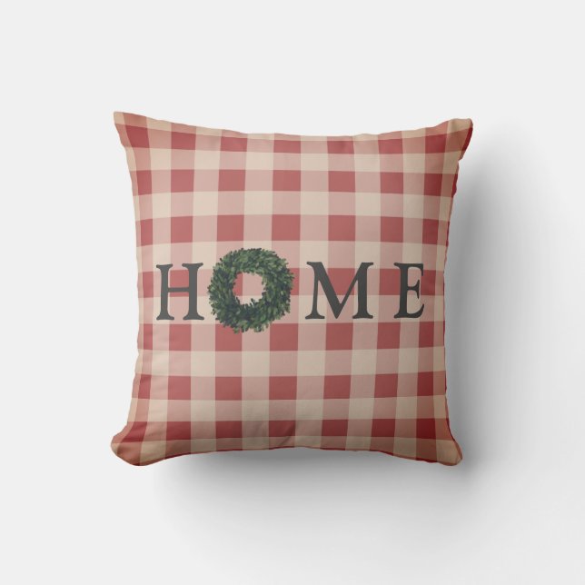 Pset HOME Typografie Stylish Farmhouse Gingham Kussen (Voorkant)