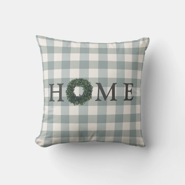 Pset HOME Typografie Stylish Farmhouse Gingham Kussen (Voorkant)