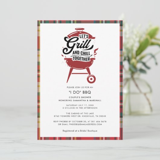 Pset I DO BBQ Couples Shower Engagement Party Kaart (Staand voorkant)