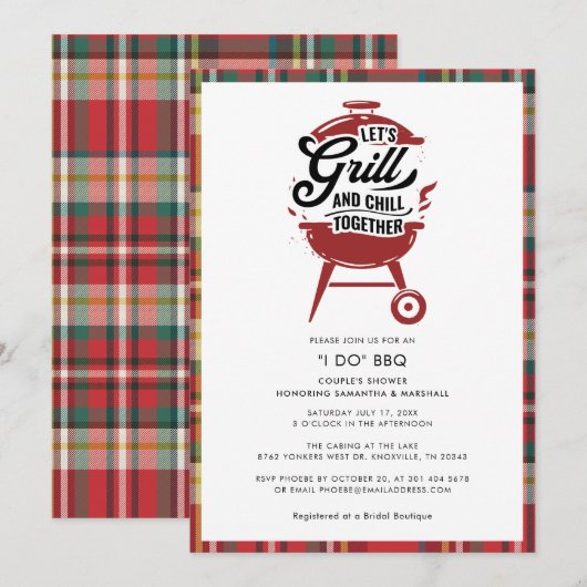 Pset I DO BBQ Couples Shower Engagement Party Kaart (Voorkant / Achterkant)