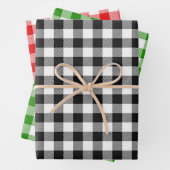 Pset-kerstfeestdag zwart-wit rood groen inpakpapier vel (In situ)