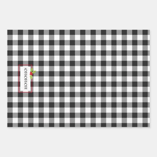 Pset-kerstfeestdag zwart-wit rood groen inpakpapier vel (Voorkant)