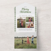 Pset-kerstgroen 4-fotofeestdag all in one uitnodiging (Binnen)