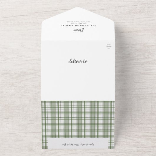 Pset-kerstgroen 6-fotofeestdag all in one uitnodiging (Buitenkant)