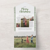 Pset KerstJournal Green 4 Foto Holiday All In One Uitnodiging (Binnen)