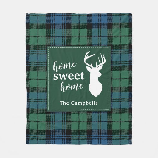 Pset Kerstmis Clan Campbell Rustic Tartan Fleece Deken (Voorkant)