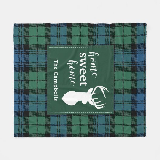 Pset Kerstmis Clan Campbell Rustic Tartan Fleece Deken (Voorkant (Horizontaal))