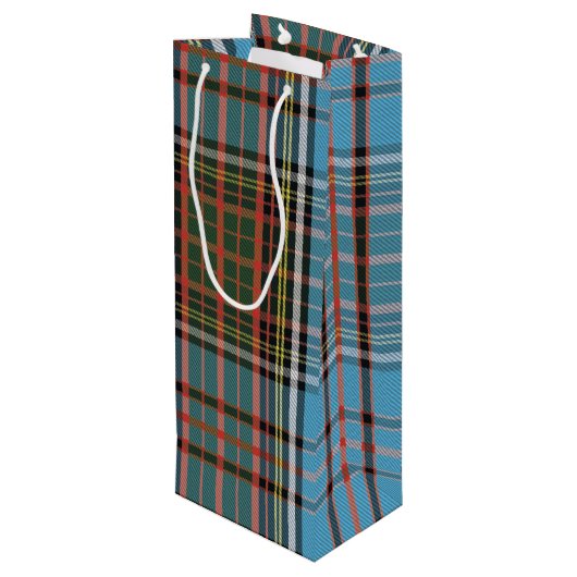 Pset Kerstmis Tartan Clan Anderson Wijn Cadeautas (Achterkant Gekanteld)