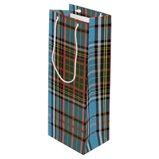 Pset Kerstmis Tartan Clan Anderson Wijn Cadeautas (Voorkant Gekanteld)