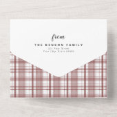 Pset-kerstrood 4-fotofeestdag all in one uitnodiging (Achterkant)