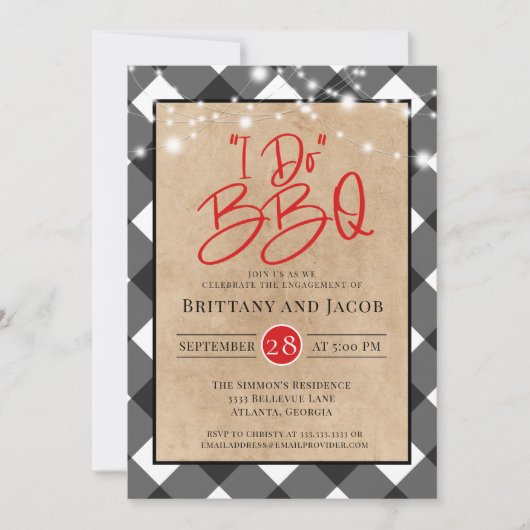 Pset Kraft String Lights I do BBQ Verloving Invi Kaart (Voorkant)