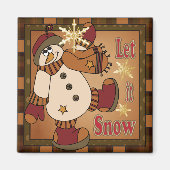 Pset Let it Snow Snowman Gift Magneet (Voorkant)