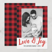 Pset Love & Joy Holiday-kerstfotokaart Feestdagenkaart (Voorkant / Achterkant)