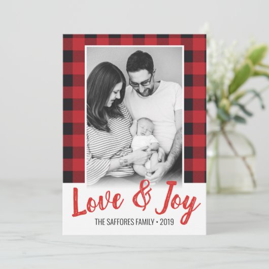 Pset Love & Joy Holiday-kerstfotokaart Feestdagenkaart (Staand voorkant)