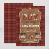 Pset Lumberjack Baby Boy Shower Invitations Kaart (Voorkant / Achterkant)