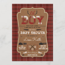 Pset Lumberjack Baby Boy Shower Invitations