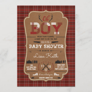 Pset Lumberjack Baby Boy Shower Invitations Kaart