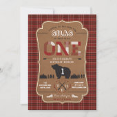 Pset Lumberjack First Birthday Party Invitations Kaart (Voorkant)