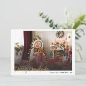 Pset Merry kerstfoto Rustic Red Check Feestdagenkaart (Staand voorkant)