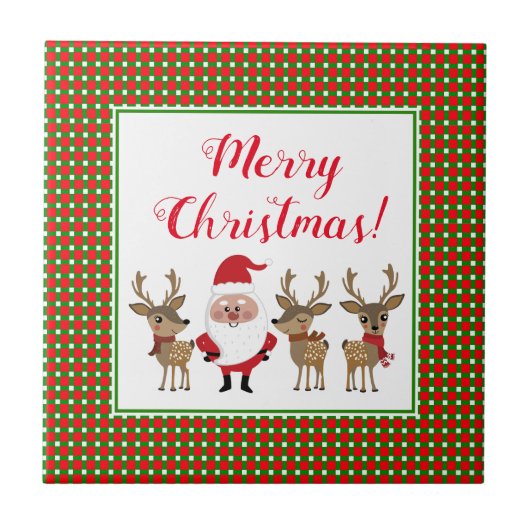 Pset Merry Kerstmis, aangepast aan de kerstman Tegeltje (Voorkant)