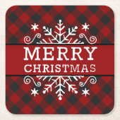 Pset Merry-kerstsnowflake Kartonnen Onderzetters (Voorkant)