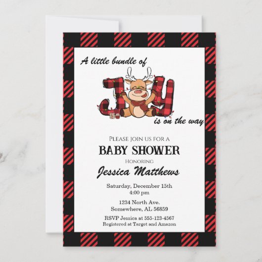 Pset met kerstcadeaus voor Joy Baby shower Kaart (Voorkant)