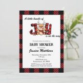 Pset met kerstcadeaus voor Joy Baby shower Kaart (Staand voorkant)