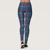Pset Navy Blue Blauwgroen Roze Tartan Patroon Leggings (Achterkant)