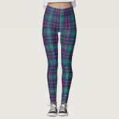 Pset Navy Blue Blauwgroen Roze Tartan Patroon Leggings (Voorkant)