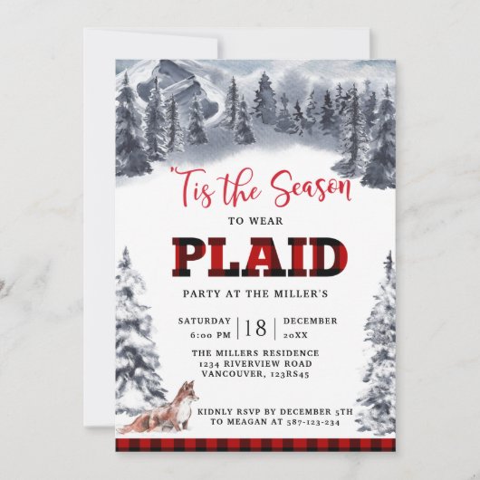 Pset Party Winter Mountains en Fox Buffalo Pset Kaart (Voorkant)