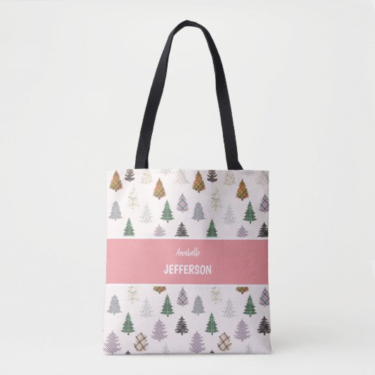 Pset Pattered Kerstbomen Monogram Tote Bag (Voorkant)
