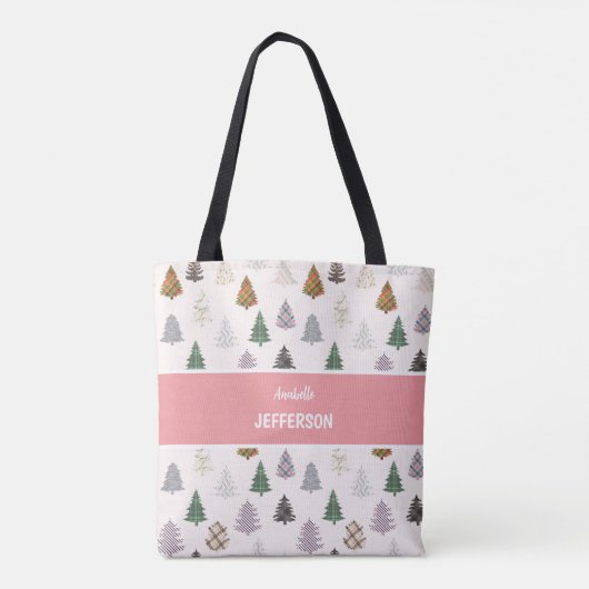 Pset Pattered Kerstbomen Monogram Tote Bag (Achterkant)