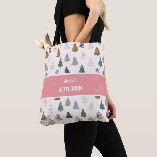 Pset Pattered Kerstbomen Monogram Tote Bag (Dichtbij)