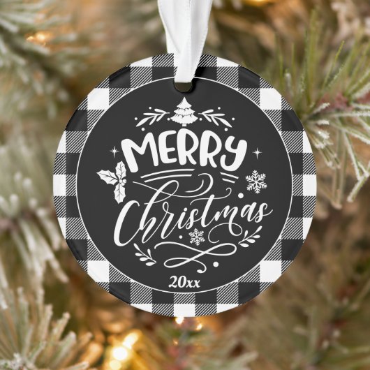 Pset Pattern Merry-kerstfoto Ornament (Boom)