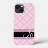 Pset Pattern met Monogram - zwarte, zwarte, roze Case-Mate iPhone Case (Achterkant)