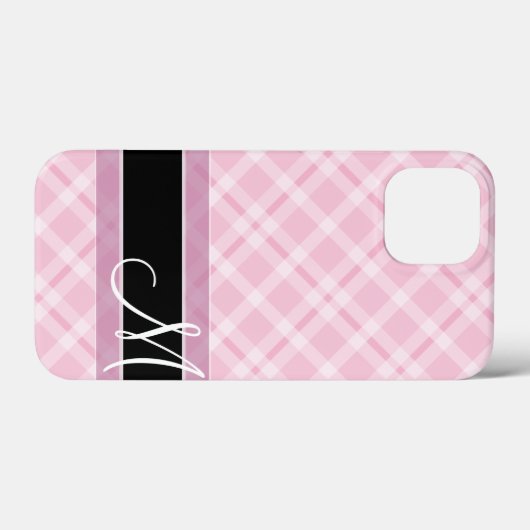 Pset Pattern met Monogram - zwarte, zwarte, roze Case-Mate iPhone Case (Achterkant (horizontaal))