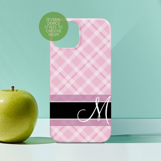 Pset Pattern met Monogram - zwarte, zwarte, roze Case-Mate iPhone Case