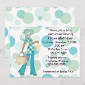 Pset Polka Dot Baby shower Invitation (AA) Kaart (Voorkant / Achterkant)