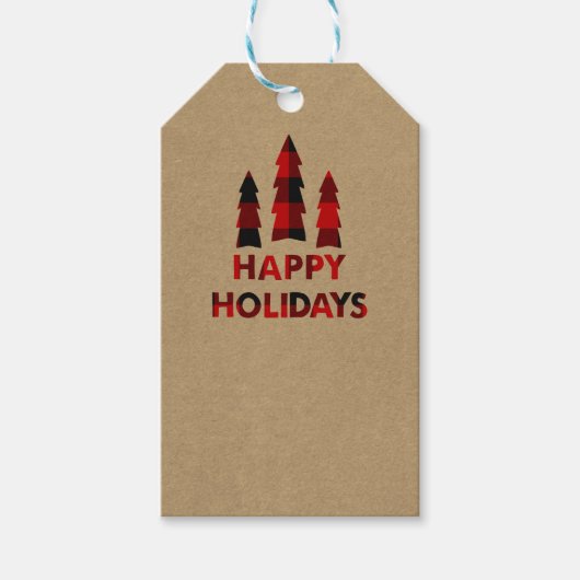 Pset Prettige feestdagen kerstbomen Pset Kraft F Cadeaulabel (Voorkant)