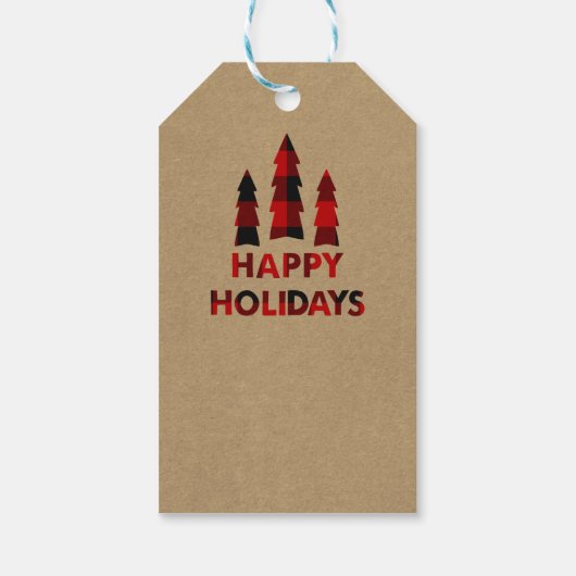 Pset Prettige feestdagen kerstbomen Pset Kraft F Cadeaulabel (Achterkant)