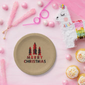 Pset Prettige feestdagen kerstbomen Pset Kraft Papieren Bordje (Feest)