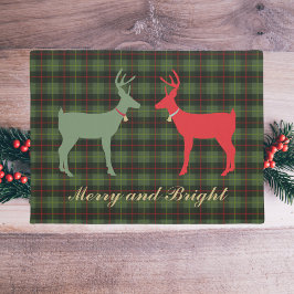 Pset Red en Green Merry en Bright Reindeer Deurmat