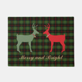 Pset Red en Green Merry en Bright Reindeer Deurmat (Voorkant)