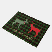Pset Red en Green Merry en Bright Reindeer Deurmat (Schuin)